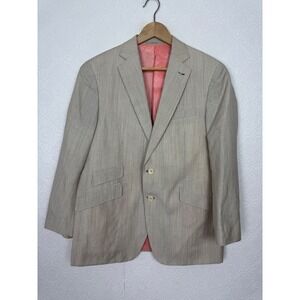 Custom Made Beige Linen Wool Sport Coat Blazer Suit Jacket 42 Short Tailored